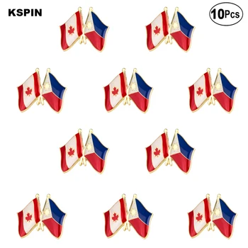 Kanada ve Filipinler Bayrağı Yaka Pin Bayrak rozeti Broş Pins Rozetleri 10 Adet bir Lot