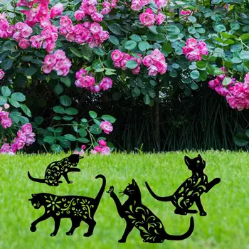 Kedi Bahçe Metal Kazık Dekoratif Siluet Kazık Yard İşareti Bahçe Veranda Tatil Hediyeler