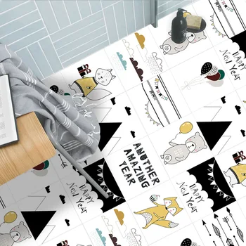 Kendinden Yapışkanlı Su Geçirmez Kiremit Çıkartmalar 3D Karikatür Hayvan Mektubu Desen duvar çıkartmaları Banyo Mutfak Ev Dekorasyon İçin 10 adet