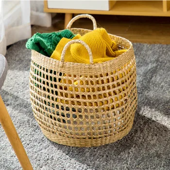 Kirli çamaşır sepetleri INS Büyük Kapasiteli Hasır çamaşır sepetleri Oturma Odası Rattan Çocuk Oyuncak Sepeti El Dokuma Yatak Odası