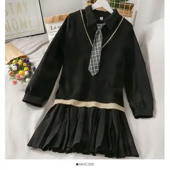 Kolej Tarzı Takım Elbise Kawaii Kazak Yelek Pilili Elbise Kız Öğrenci Kore İlkbahar ve Sonbahar Gevşek Tüm Maç Takım Elbise Hediye Kravat