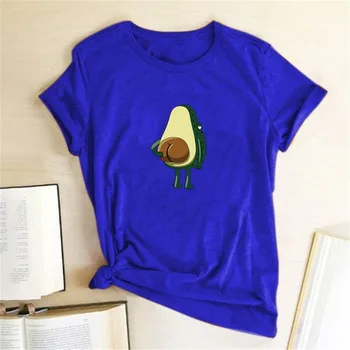 Komik Avokado Baskı T Shirt Kadın Kısa Kollu O Boyun Gevşek Gömlek Yaz Kadın Tee Gömlek Tops Camisetas Mujer