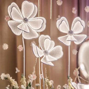 Kristal Zemin lambası Düğün Sahne Ayarı Şakayık led ışık Ferforje Petal Parti Zemin Dekorasyon Sahne Metal Çiçekler