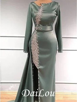 Kılıf / Sütun Işıltılı Zarif Nişan Resmi Gece Elbisesi Mücevher Boyun Charmeuse Boncuklu Pullu 2022