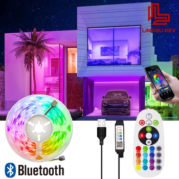 LED 5050 Neon ışık Bluetooth LED şerit ışık tv arkaplan ışığı Renk RGB bant LED ışıkları odası dekor için Luces led Para Habitacion
