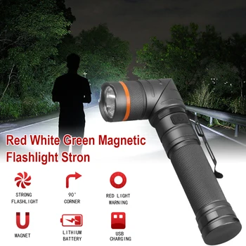LED el feneri 1200LM 2400mAh 90 ° Katlanabilir Taktik El Feneri Su Geçirmez Manyetik Meşale USB Şarj El acil durum lambası