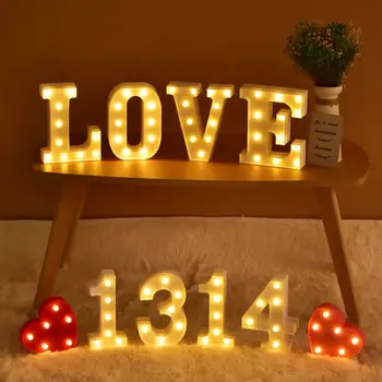 LED ışıklı Mektup Lambası İngilizce Mektup Şekli Mutlu Doğum Günü Tatil Düğün Romantik Numarası Lamba Şekli