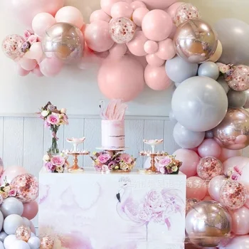 Malzemeler pembe gri düğün bayram doğum günü partisi balon dekorasyon balonları dekorasyon balonları zincir balon paket olayı