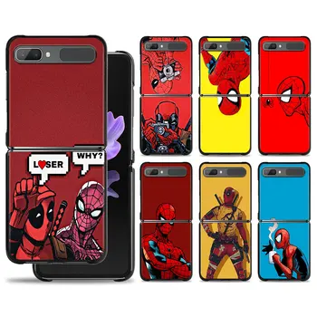 Marvel Örümcek Adam VS Deadpool Telefon Kılıfı İçin Samsung Galaxy Z Flip3 5G Z Flip 4 Kılıf için Galaxy Z Flip Sert Kapak PC Kabuk