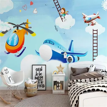 Milofi özel fotoğraf kağıdı 3D baskı modern minimalist karikatür uçak çocuk odası arka plan duvar