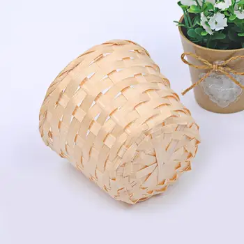 Mini Bambu Dokuma Sepet Ev Sutyen Çeşitli Eşyalar Organizatör Rattan Bitki Kutusu Masaüstü Konteyner El Yapımı Bahçe Saksı