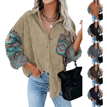 Moda Kadife Düğmeli Hırka Uzun Kollu Kalınlaşmak Üst Yaka Gevşek Gömlek Sonbahar Kadın Ceket için Uygun