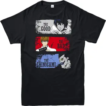 Moda Kısa Yaratıcı Baskılı İyi Kötü Shinigami T-Shirt, Ölüm Notu Parodi, Anime, Manga En yazlık t-shirt