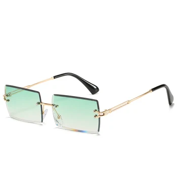 Moda Popüler Çerçevesiz Dikdörtgen Güneş Gözlüğü Kadın Erkek Shades Alaşım güneş gözlüğü Yüksek Kaliteli UV400 Gözlük