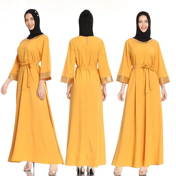 Moda Sequins Artı boyutu islam giyim müslüman türk elbiseler abayas kadınlar için abaya dubai bangladeş başörtüsü elbise kaftan