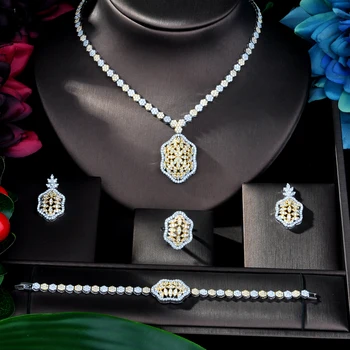 Moda Son Moda Kadınlar Düğün AAA Kübik Zirkonya Kolye Küpe dubai mücevher seti Mücevher Addict Bijoux Femmel N-147