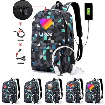 Moda Yeni Tuval Like okul sırt çantası Erkek Kız Anti-hırsızlık Sırt Çantası USB Şarj Su Geçirmez Erkek Çanta Dizüstü Seyahat Çantası