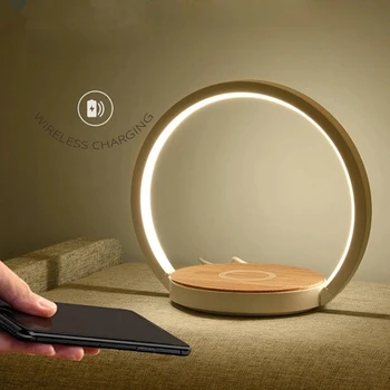 Modern masa lambaları Yatak Odası Çalışma okuma ışıkları Başucu Göz Koruması Dokunmatik Karartma Aydınlatma Luminaria Telefon Kablosuz Şarj