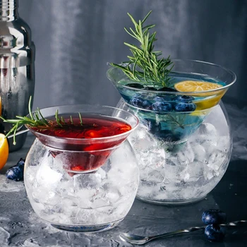 Moleküler Mixology Ara Katman Üçgen Kokteyl Buzlu Kristal şarap bardağı Koni Martini Küresel Seti Barmen Özel İçme Bardağı