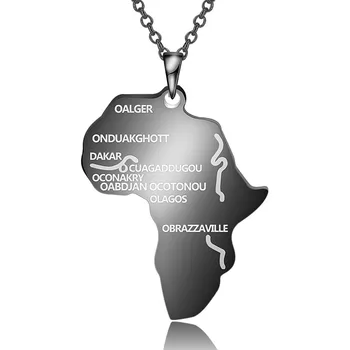 Monla Hiphop Afrika Kolye Altın Renk Kolye & Zincir Afrika Harita Hediye için Erkek / Kadın Etiyopya Takı