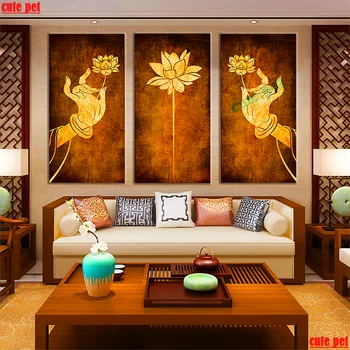 Mozaik Desen 5D Dini budist eller DIY Elmas sanat Nakış ev dekorasyon elmas boyama çapraz dikiş hediye 3 ADET
