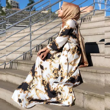 Müslüman Elbise Ramazan Abaya Dubai Türkiye Başörtüsü Arapça Kadınlar Kaftan Bohemian Mütevazı İslam Önlük Afrika Baskı Elbise Elbiseler 2022