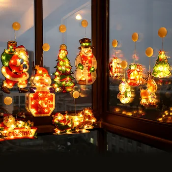Noel dekorasyon ev dekor LED vantuz lamba noel baba geyik Led asılı sokak ışıkları noel partisi odası pencere dekor