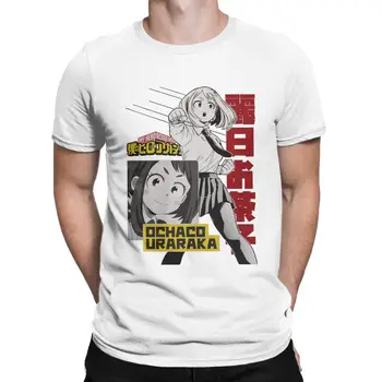 Ochaco Uraraka Kahraman Tarzı Benim kahraman akademi manga Anime t shirt erkekler için %100 % Pamuk Tee Kısa Kollu T Shirt Baskılı Giyim