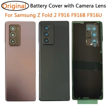 Orijinal Samsung Galaxy Z Fold2 5G Kat 2 F916 F916B F916U W21 Pil Kapağı Arka Arka Cam Konut + Kamera Lens