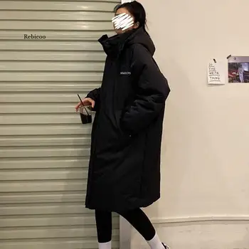 Orta-uzun Tarzı Parkas Kadın Tasarım Fermuar Kalın Gevşek Kore Kışlık Mont Streetwear Sıcak Tutmak Kapşonlu Dış Giyim Genç Sıcak Satış