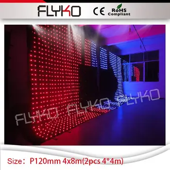 P120mm 4mtr x 8mtr video perde çubuğu kulübü dj dekorasyon led yıldız ışığı RGB tam renkli led perde