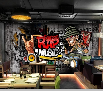 Papel de parede retro nostaljik hip-hop rock müzik bar KTV 3d duvar kağıdı, oturma odası yatak odası duvar kağıtları bira evi duvar