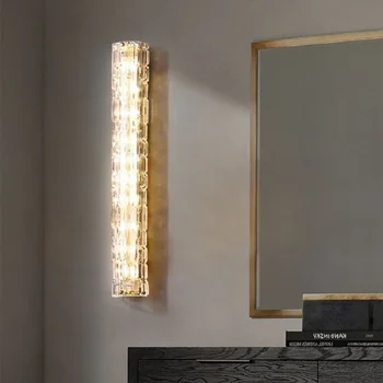 Postmodern lüks kristal duvar lambası kapalı sanat dekorasyon başucu oturma odası arka plan Sonce ışık merdiven koridor altın duvar lambası