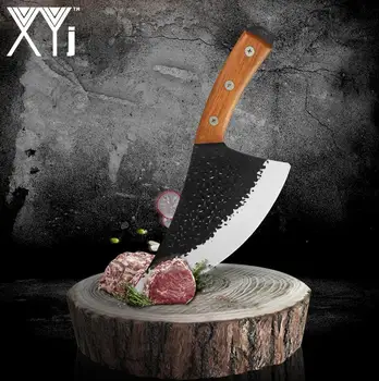 Qıng doğrama bıçakları Çekiç Desen Paslanmaz Çelik kemiksi saplı bıçak Dilimleme Doğrama Kemiksi saplı Et Ağır Mutfak Pişirme Araçları