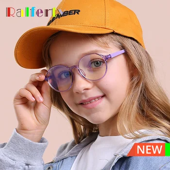 Ralferty Yuvarlak Gözlük Çerçeveleri Çocuklar Çocuklar İçin Kız Çocuk Esnek TR90 Anti mavi ışık Gözlük 0 Diyoptri Optik Çerçeve