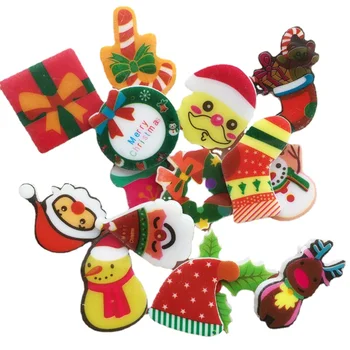 Renkli Santa Kardan Adam Hediye Kutusu Flatback Akrilik Levha Çeşitli Noel Minyatür Desen 20 adet Aplike DIY Karalama Defteri Dekor