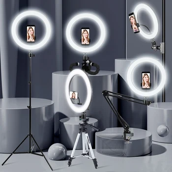Selfie halka ışık Fotoğraf ışık Led Jant Lamba Mobil Tutucu ile Büyük tripod standı için Youtube Canlı
