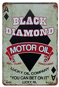 Siyah Elmas Motor Yağı Vintage Metal Tabelalar 30x20 cm, duvar Süslemeleri için Salon / Bar / Cafe / Yurt / Garaj / Man Cave / Benzin İstasyonu