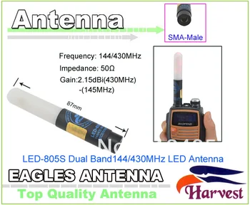 SMA-Erkek Konnektör Orijinal Hasat LED-805S Çift Bant 144/430MHz kartal LED Anten Baofeng UV-5R Radyo