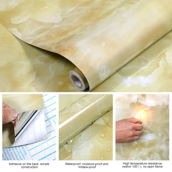 Su geçirmez Duvar Kağıdı mutfak yağı geçirmez Mermer yapışkan kağıt duvar çıkartmaları PVC Kendinden Yapışkanlı banyo tezgahı Ev Geliştirme