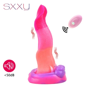 SXXY Uzaktan Kumanda Titreşimli Yapay Penis Orta Aydınlık Ejderha Dil Anal Plug Enayi İle Seks çiftler için oyuncaklar G-spot Teşvik