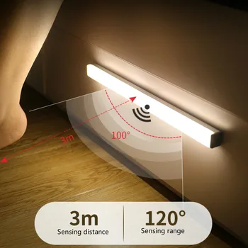 Sıcak Satış LED PIR Hareket Sensörü Gece Lambası USB şarj edilebilir LED lamba Kabine Altında Gece Lambası Mutfak Dolap Dolap Merdiven