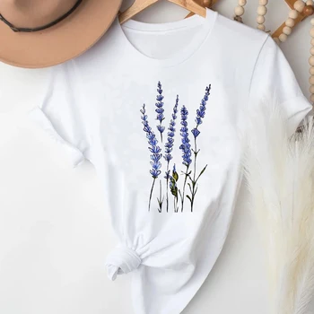 T-shirt Bayan Baskı Kız Tee T - Shirt Kadın Çiçek Baskı Çiçek Bahar yaz giysileri Şık T Tişört Üst