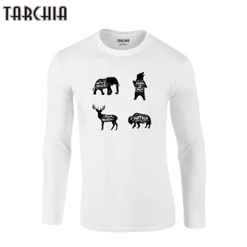 TARCHIA Marka Ücretsiz Kargo Hayvanat Bahçesi Korumak Hayvan Eur Boyutu Uzun Kollu Erkek T-Shirt %100 % Pamuk Artı Boyutu erkek Tee Moda Tee