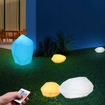 USB Şarj LED Glow Taş çim lambası Su Geçirmez Renk Değiştiren Bahçe peyzaj ışığı Uzaktan Kumanda ile Yard Patio Dekorasyon için