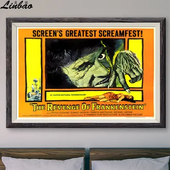 V256 1958 Frankenstein'ın İntikamı Vintage Klasik Film Baskı ipek Poster Ev Deco Duvar Sanatı Hediye