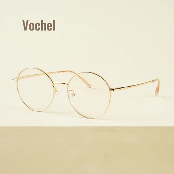 Vochel Moda Yuvarlak Gözlük Kadın erkek Reçete Altın Gözlük Çerçevesi Miyopi İçin 35047