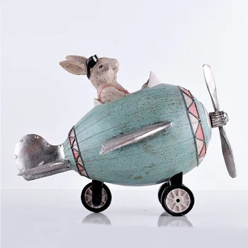 Yaratıcı Tavşan Sürmek Motosiklet Pilot Uçaklar Minyatür Model Ev Dekorasyon Aksesuarları Çocuk Oyuncakları Çocuk Başucu Dekor El Sanatları