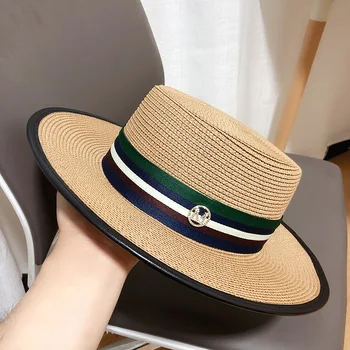 yazlık şapkalar kadınlar için rhinestone bağlı hasır şapka kadın yaz tatili plaj şapkası güneş koruyucu güneş şapkası sombreros de mujer