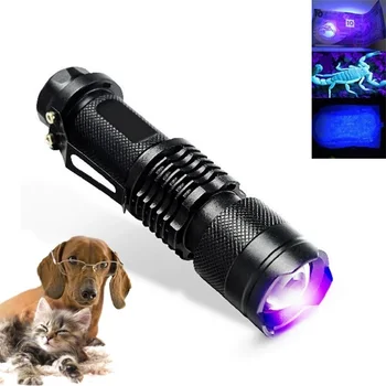 Yeni menekşe Torch UV 395nm CREE LED el feneri mor Blacklight ultraviyole lamba Lanterna ışık 14500 pil ile Evcil Hayvanlar için leke